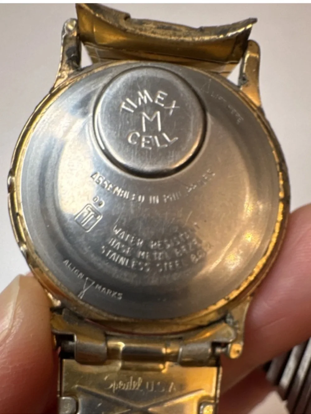 Vintage Timex Gold Tone Watch Stretch Band Parts Repair